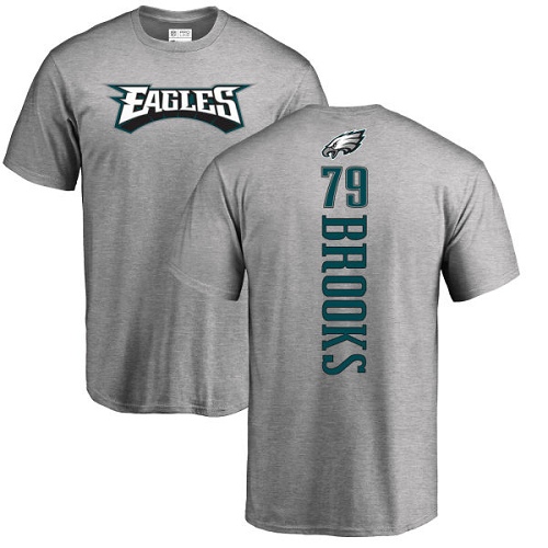 Men Philadelphia Eagles #79 Brandon Brooks Ash Backer NFL T Shirt